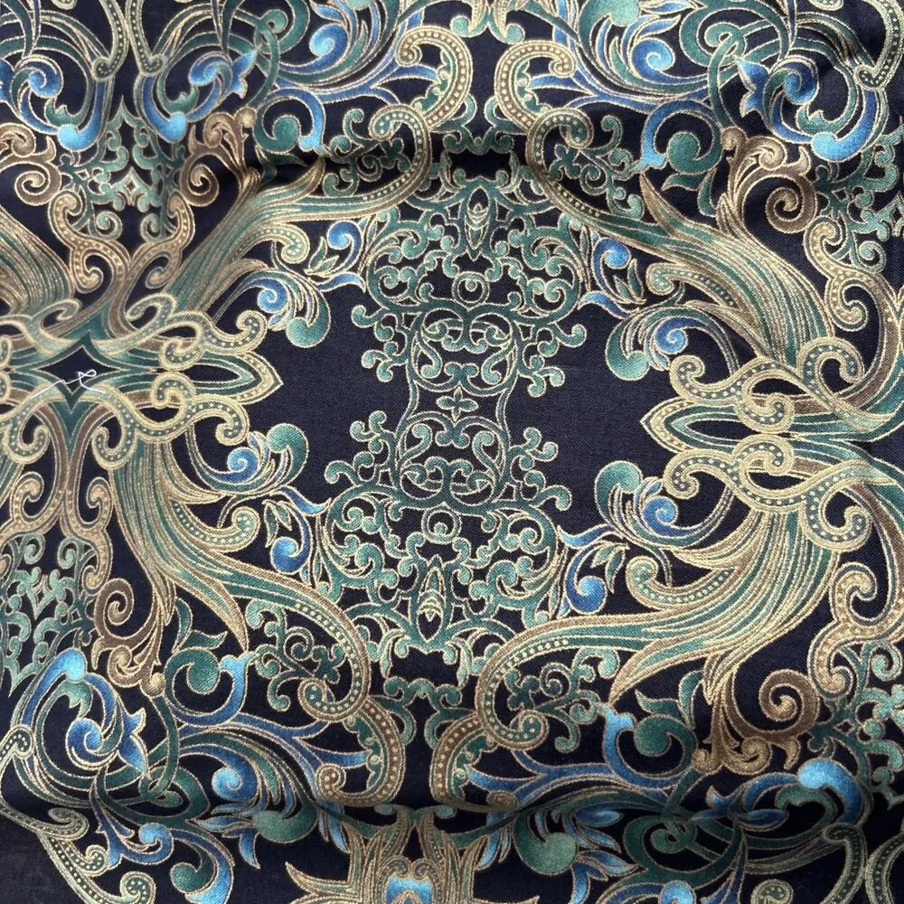 Paula Nadelstern Opulence Benartex Black Gold Turquoise Cotton Quilting Fabric